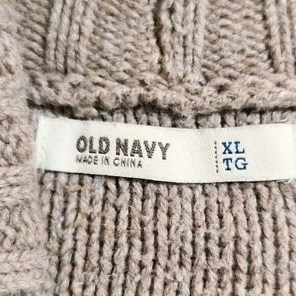 Old Navy XL $65 Oatmeal Cable Knit Fisherman Sweater Coastal Grandpa Core - Picture 5 of 9